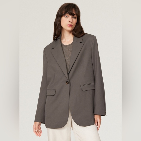 SAMSOE Jackets & Blazers - SAMSOE Oversized Single-Button Blazer in Taupe